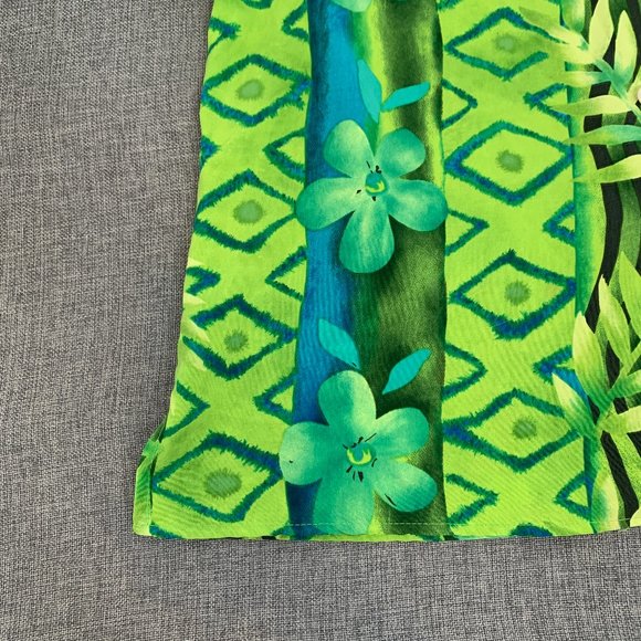 Michele Michelle vintage Green Button Down Shirt Size 14 Floral Top retro‎ - Picture 4 of 9